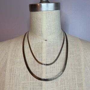 Two vintage 925 sterling silver herringbone necklaces Made in Italy